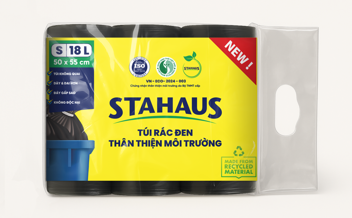 Túi rác TTMT Stahaus (đen) size S 50x55cm (18L) 3 cuộn/ 1kg
